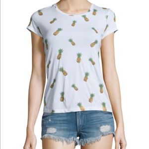 T shirt with beaded pineapples